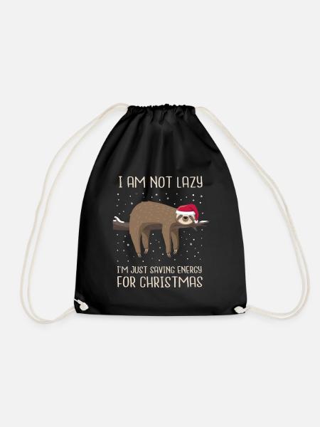 Faultier Weihnachten Sloth energy Geschenk - Turnbeutel - Schwarz