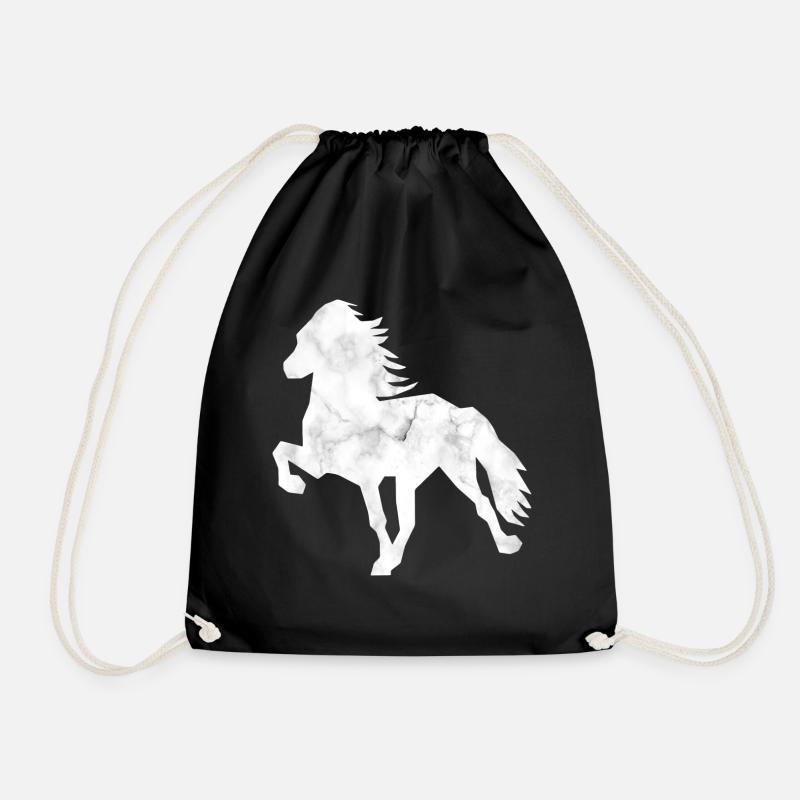Islandpferd Marmor white - Turnbeutel - Schwarz