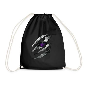 Cat eye peeks through crack gift idea - Drawstring Bag - black - Front
