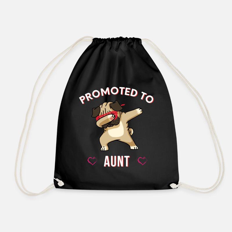 Promoted to Aunt, Cute Aunt, New Aunt, Funny - Drawstring Bag - black