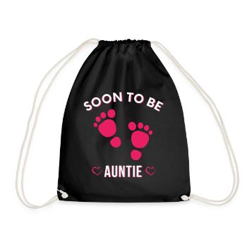 Soon to be aunt, Cute Aunt, New Aunt, Funny Auntie - Drawstring Bag - black - Front