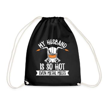 Welding saying for your welder wife - Drawstring Bag - black - Front