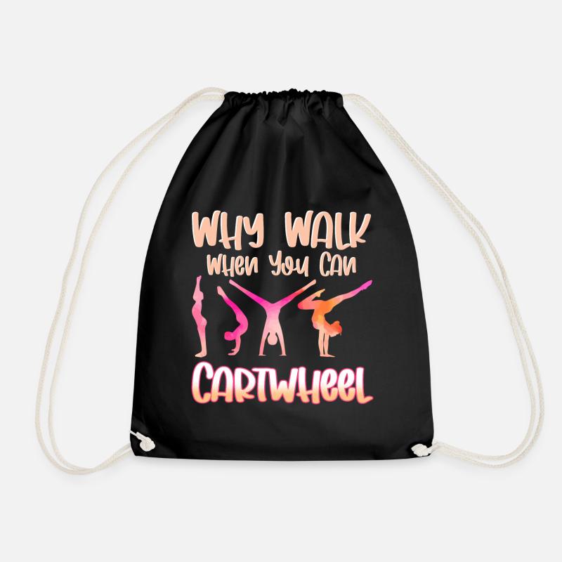 Why Walk When You Can Cartwheel Wheel Beating - Drawstring Bag - black