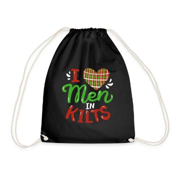 Lustiges I Love Men In Kilts Celtic Plaid Scotland - Turnbeutel - Schwarz - Vorne