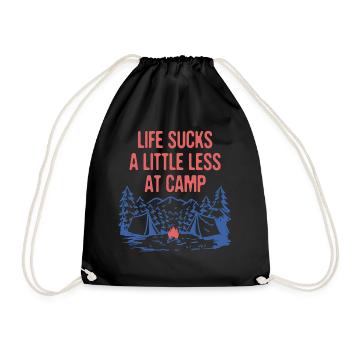 Life Sucks a Little Less at Camp Funny Camping - Turnbeutel - Schwarz - Vorne