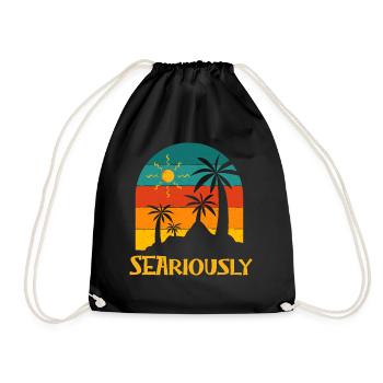 Seariously Summer Sayings Tropical Quotes Beach - Drawstring Bag - black - Front