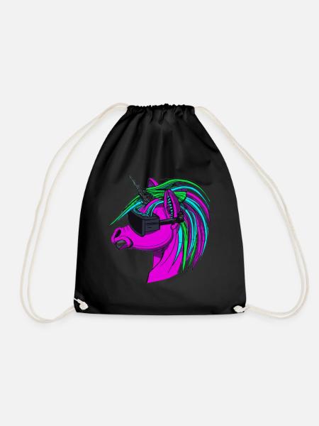 Punk Rock Unicorn - Drawstring Bag - black