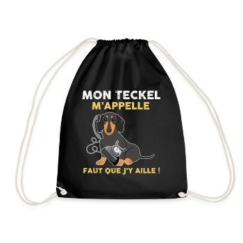 Mon chien Teckel Humour Citation Drôle - Sac de sport léger - noir - Devant