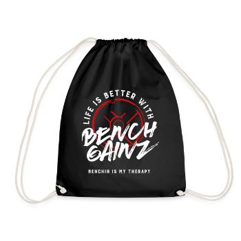 Benchpress Powerlifter Fitness-Zitat - Turnbeutel - Schwarz - Vorne
