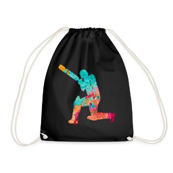 Cricket-Spieler in Popart - Turnbeutel - Schwarz - Vorne