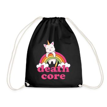 Lustig Deathcore Einhorn Katze Regenbogen Metal - Turnbeutel - Schwarz - Vorne