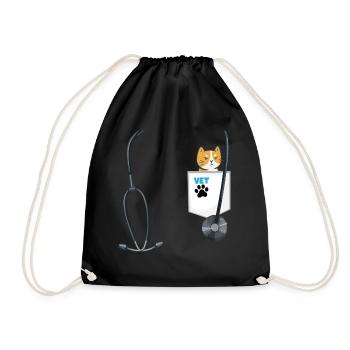 Veterinarian Costume for Boys Career Day Outfit - Drawstring Bag - black - Front