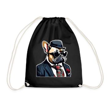 French Bulldog T Shirt Dog funny dog design Dogs - Drawstring Bag - black - Front