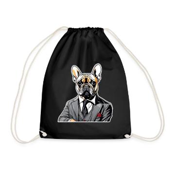 French Bulldog T Shirt Dog funny dog design Dogs - Drawstring Bag - black - Front