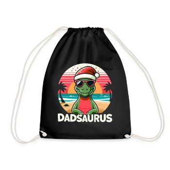 Holiday Dadsaurus Family Matching Xmas Christmas - Drawstring Bag - black - Front