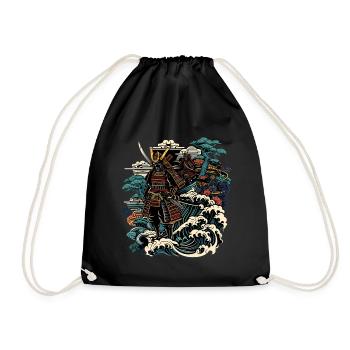 Ukiyo e Japanese Samurai Warrior Shirt - Turnbeutel - Schwarz - Vorne