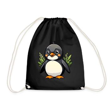 Pinguin - Turnbeutel - Schwarz - Vorne
