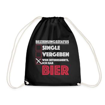 Beziehungsstatus, wen interessierts ich hab Bier - Turnbeutel - Schwarz - Vorne