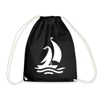 Pinguin Segelboot Segeln Silhouette Minimalistisch - Turnbeutel - Schwarz - Vorne