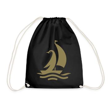 Pinguin Segelboot Segeln Silhouette Minimalistisch - Turnbeutel - Schwarz - Vorne
