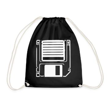Floppy Disk Retro Technology Design - Drawstring Bag - black - Front