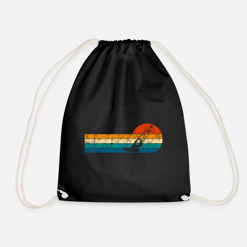 Windsurfer Windsurfing Windsurfen Retro Surfen - Turnbeutel - Schwarz
