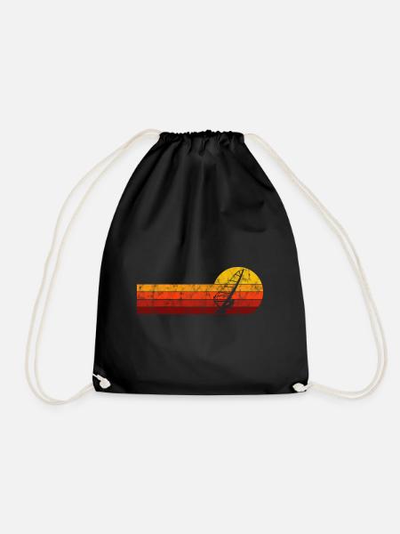 Surfing Windsurfing Windsurfer Retro Windsurfing - Drawstring Bag - black