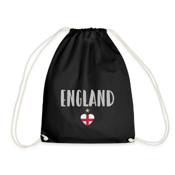 England Fußball Trikot Englische Flagge - Turnbeutel - Schwarz - Vorne