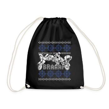 Braap Motorcycle Biker Ugly Christmas Motocross - Drawstring Bag - black - Front