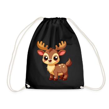 Cute Baby Moose - Drawstring Bag - black - Front