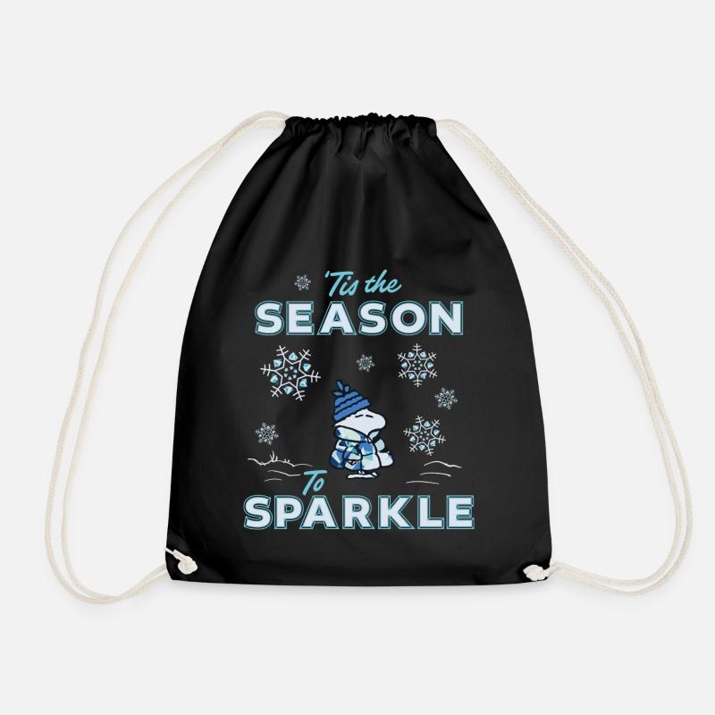 Peanuts Winter Design 'Tis The Season To Sparkle - Drawstring Bag - black