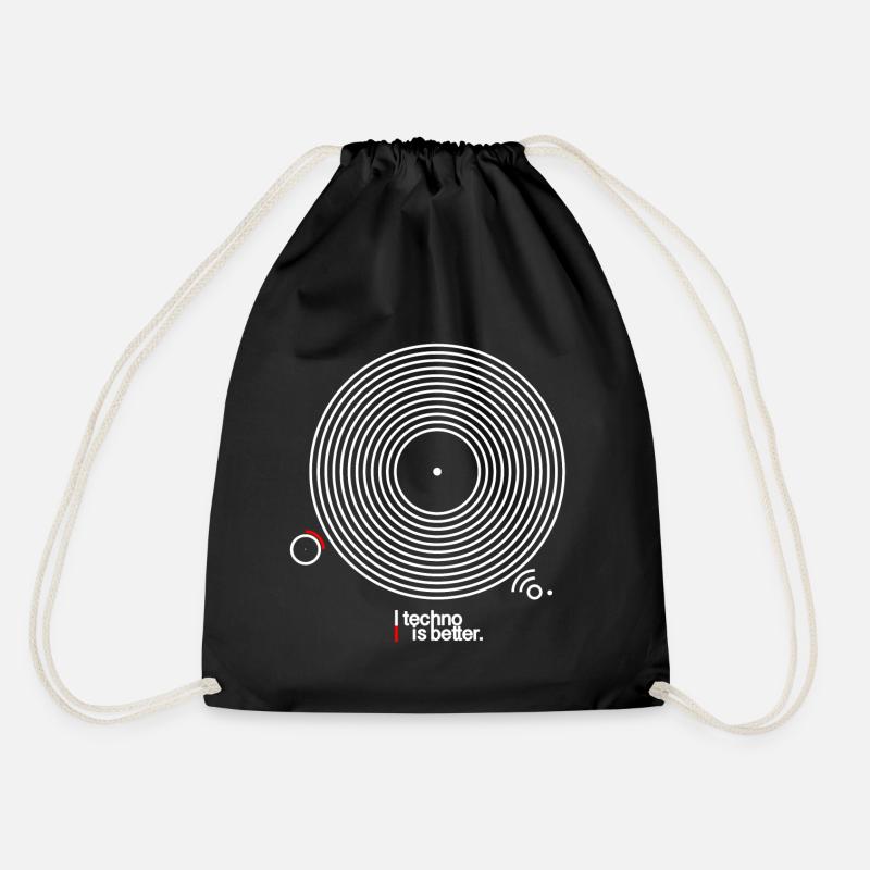 techno is better: Vinyl - Drawstring Bag - black