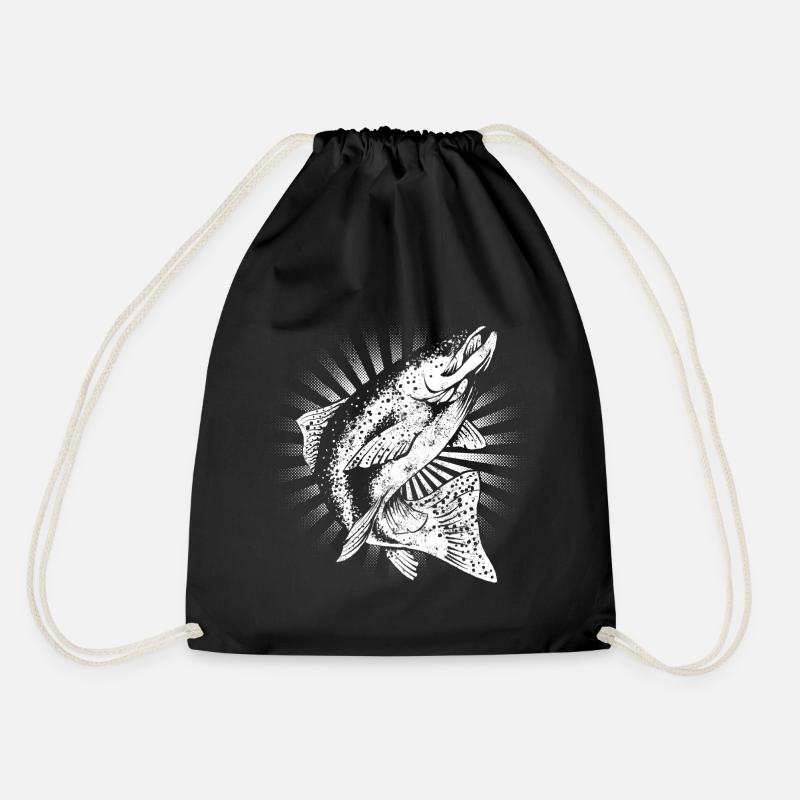 trout - Drawstring Bag - black