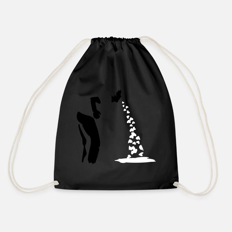 puke hearts - Drawstring Bag - black