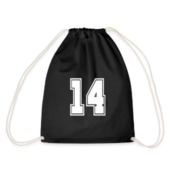 14 Rückennummer Collegestyle Football Fußball Zahl - Turnbeutel - Schwarz - Hinten