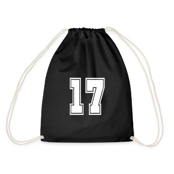 17 Rückennummer Collegestyle Football Fußball Zahl - Turnbeutel - Schwarz - Hinten