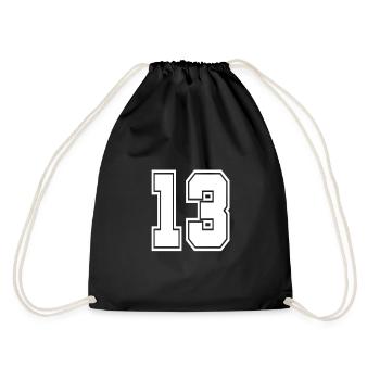 13 Rückennummer Collegestyle Football Fußball Zahl - Turnbeutel - Schwarz - Hinten