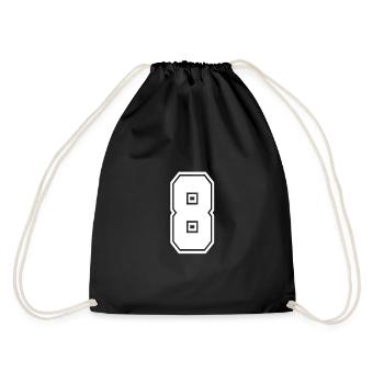 8 Rückennummer Collegestyle Football Fußball Zahl - Turnbeutel - Schwarz - Hinten