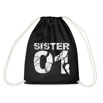 Sister 01 | Partnershirts - Turnbeutel - Schwarz - Hinten