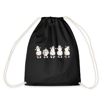 Funny White Sheep - Schaf - Turnbeutel - Schwarz - Hinten