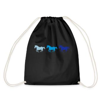 Three horses at a gallop - Drawstring Bag - black - Back