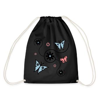 Schmetterling Frühling - Turnbeutel - Schwarz - Hinten