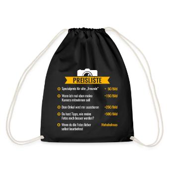 Fotografen Spezial-Preisliste - Turnbeutel - Schwarz - Hinten