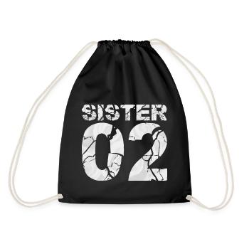 SISTER 02 | Partnershirt - Turnbeutel - Schwarz - Hinten