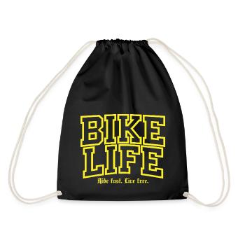 Ride fast Live Free Gelb - Turnbeutel - Schwarz - Hinten