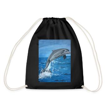 Delphin - Turnbeutel - Schwarz - Hinten
