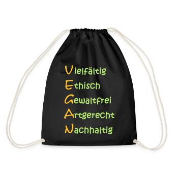 The importance of Vegan. - Drawstring Bag - black - Back