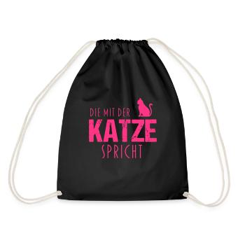 Talking to the cat - Drawstring Bag - black - Back