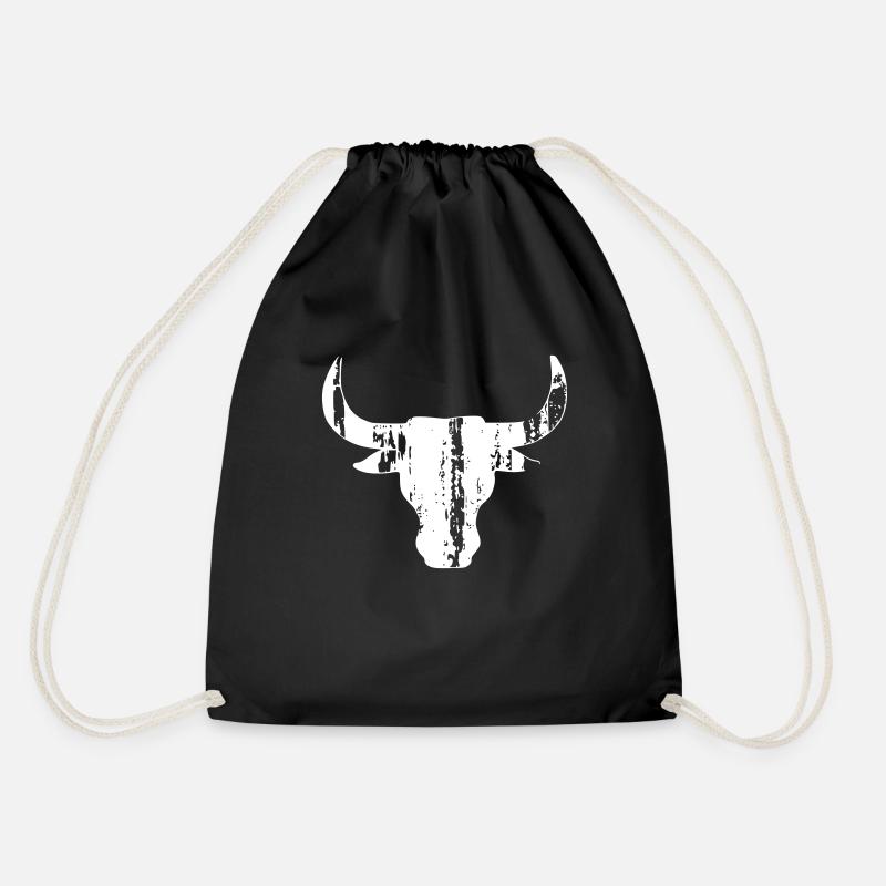 stier vintage - Turnbeutel - Schwarz