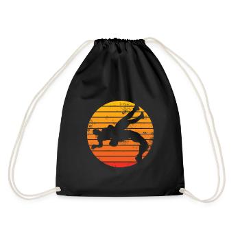 Retro wrestler - Drawstring Bag - black - Back